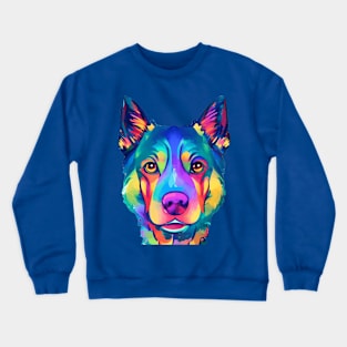 Colorful Face Dog Painting Crewneck Sweatshirt